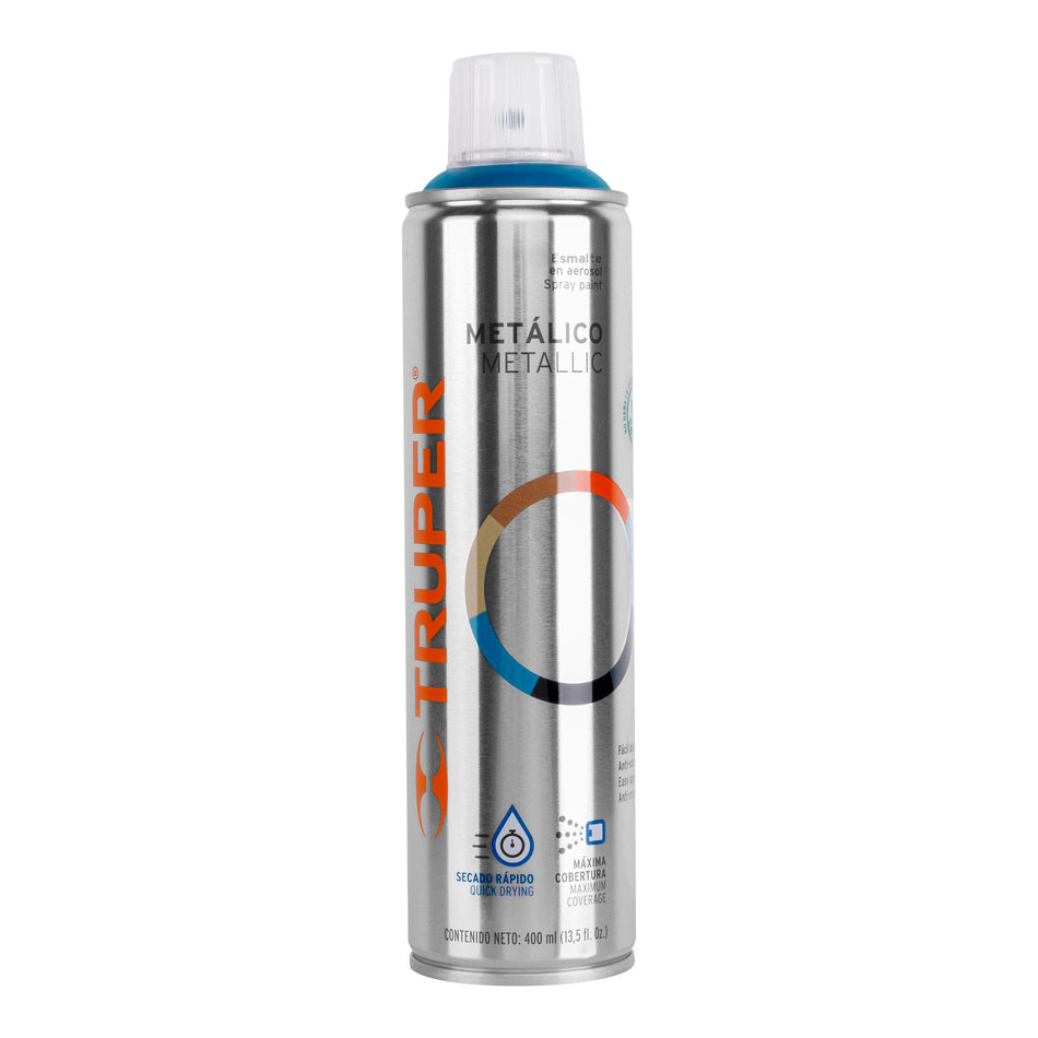Pintura en aerosol, azul metálico, bote esbelto, 400 ml Caja con 4, 19060
