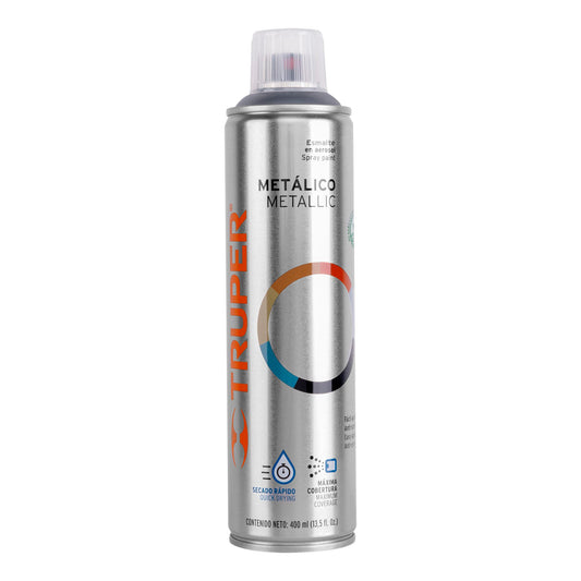 Pintura en aerosol, cromo metálico, bote esbelto, 400 ml Caja con 8, 19053