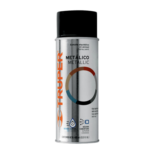 Pintura en aerosol, negro metálico, bote tradicional, 400 ml Caja con 6, 102840
