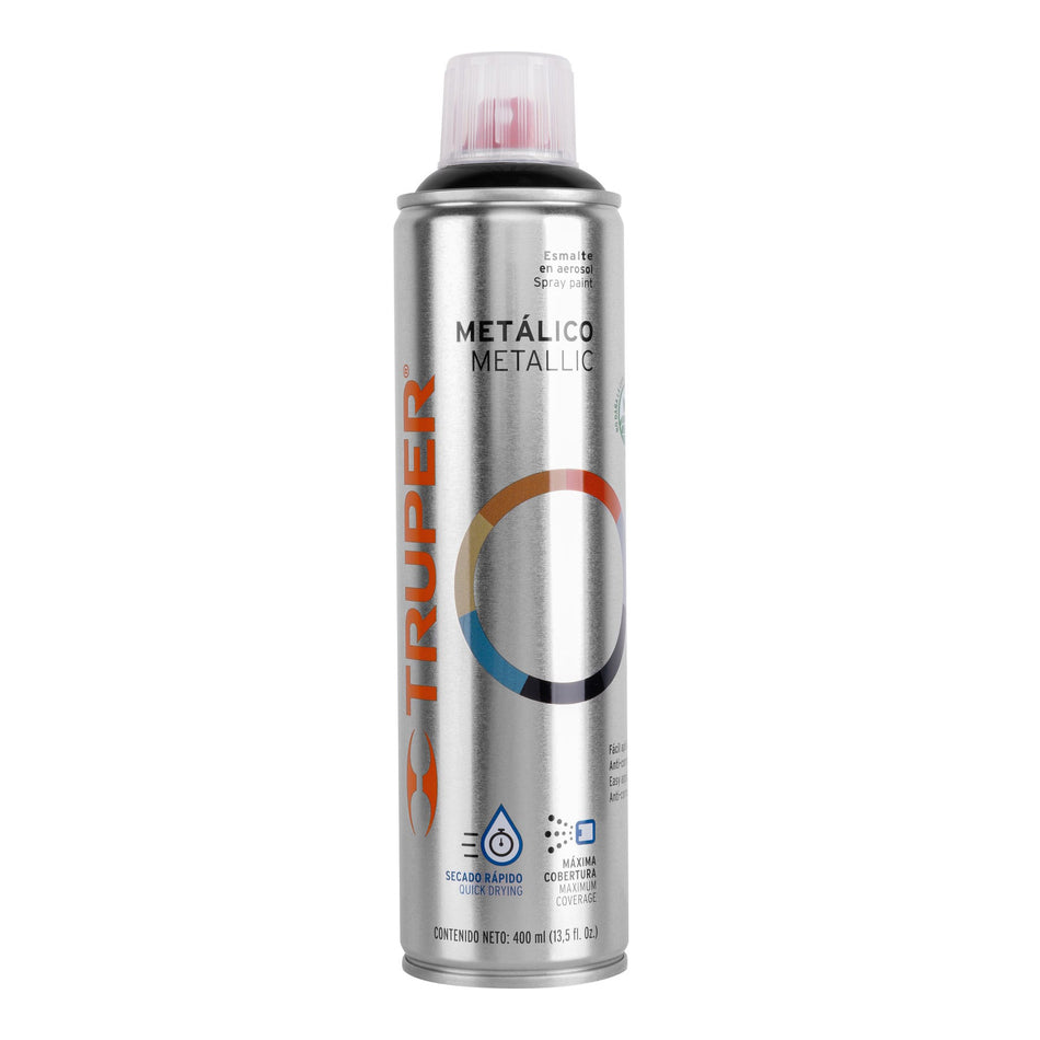 Pintura en aerosol, negro metálico, bote esbelto, 400 ml Caja con 4, 12778