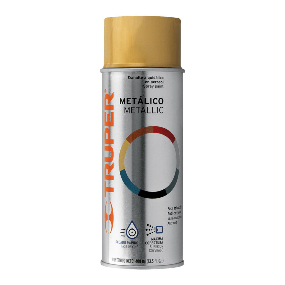 Pintura en aerosol, oro metálico, bote tradicional, 400 ml Caja con 6, 102845