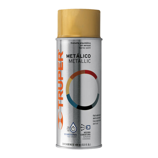 Pintura en aerosol, oro metálico, bote tradicional, 400 ml Caja con 6, 102845