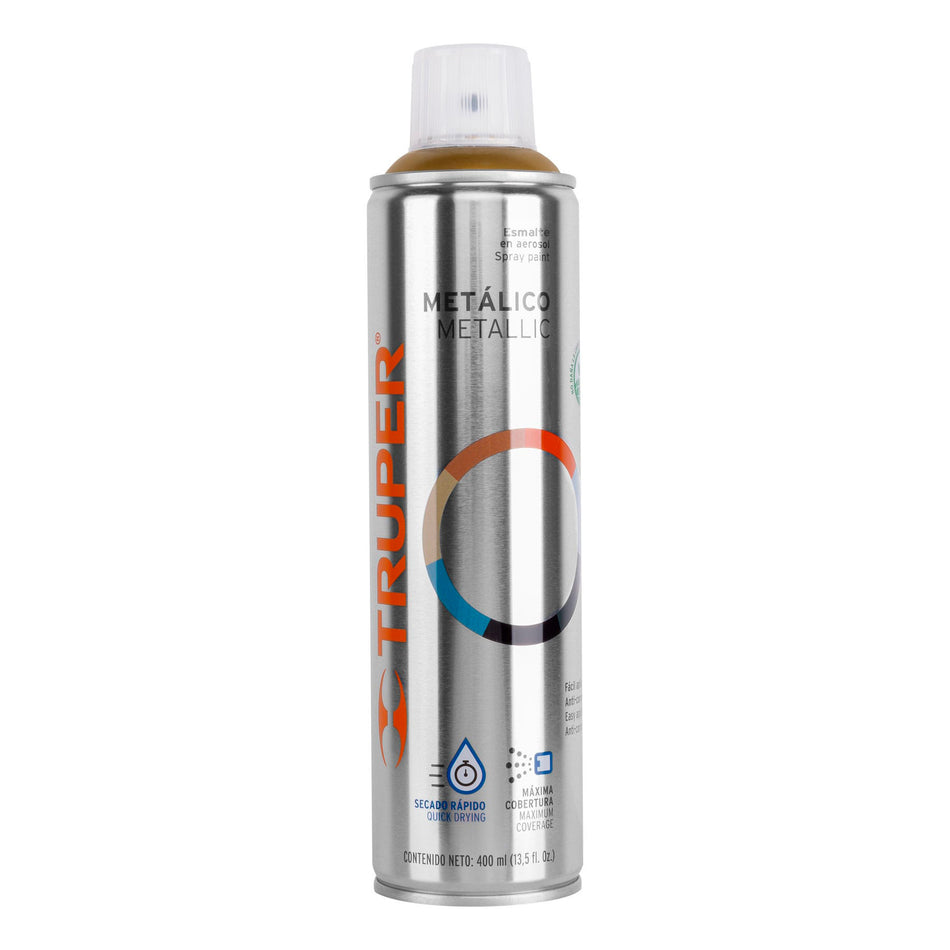 Pintura en aerosol, oro metálico, bote esbelto, 400 ml Caja con 8, 19066