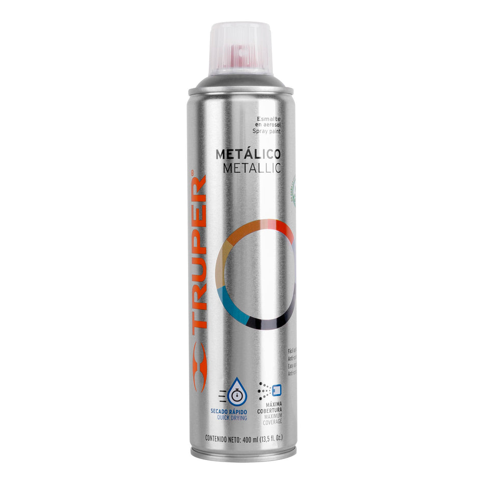 Pintura en aerosol, plata metálico, bote esbelto, 400 ml Caja con 8, 19059