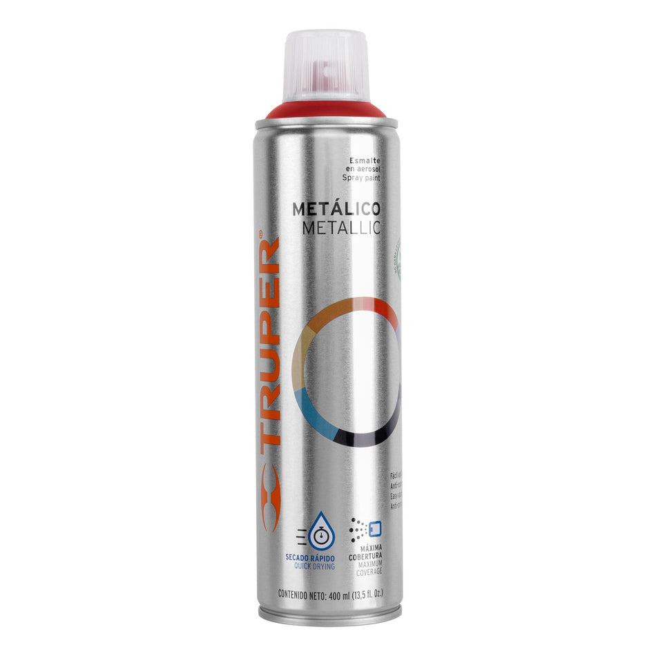Pintura en aerosol, rojo metálico, bote esbelto, 400 ml Caja con 4, 12779