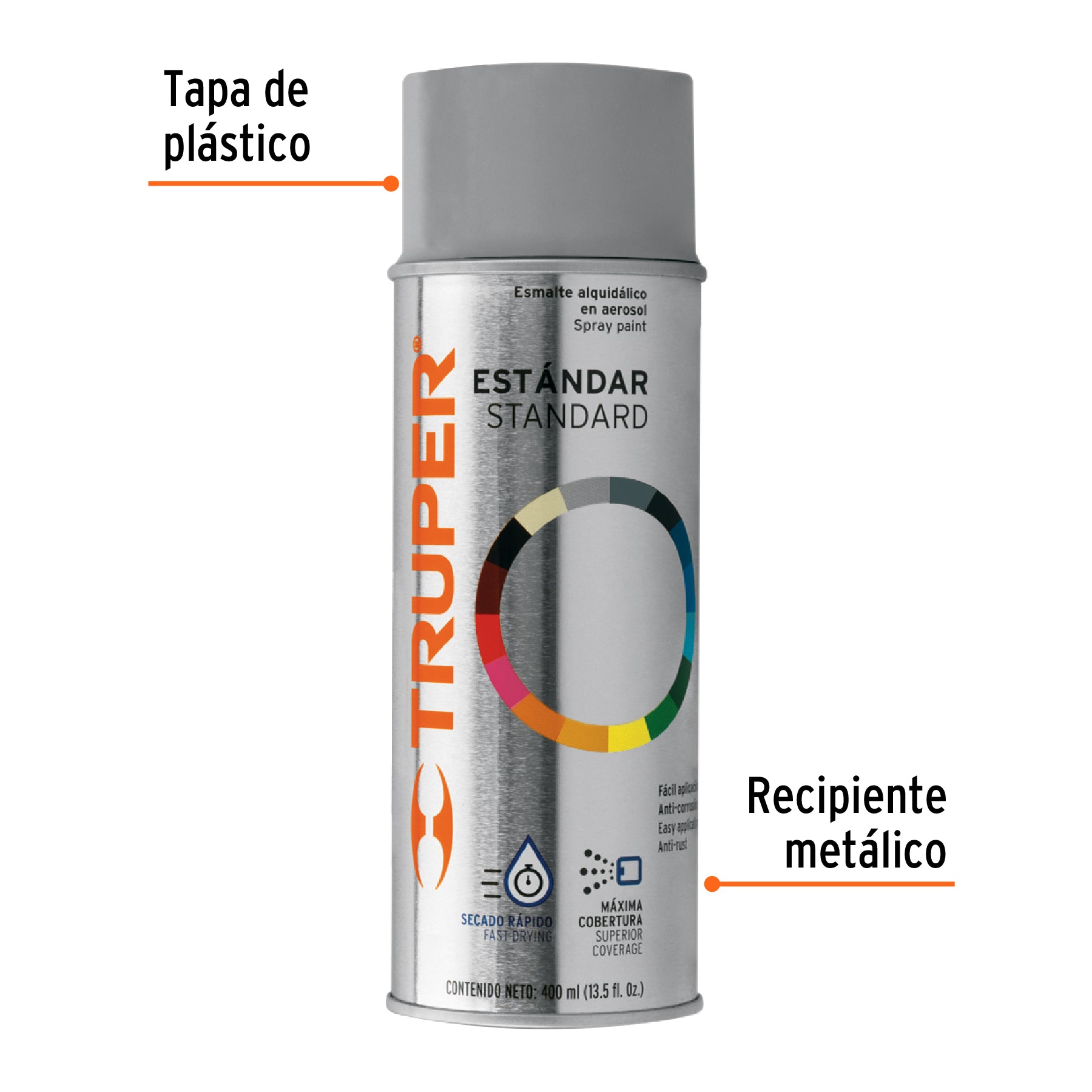 Pintura en aerosol, gris primario, bote tradicional, 400 ml, 102838