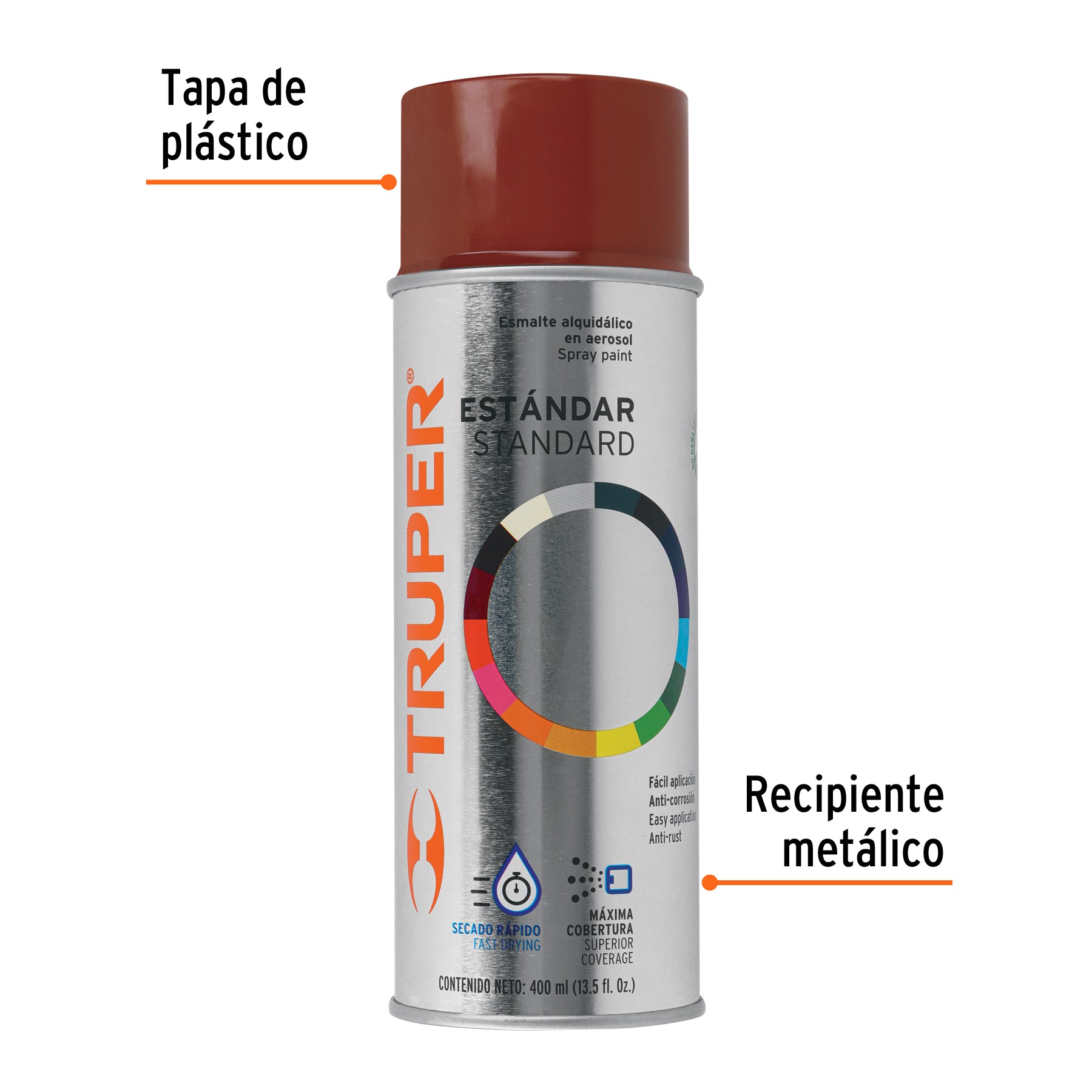 Pintura en aerosol, rojo primario, bote tradicional, 400 ml, 102837