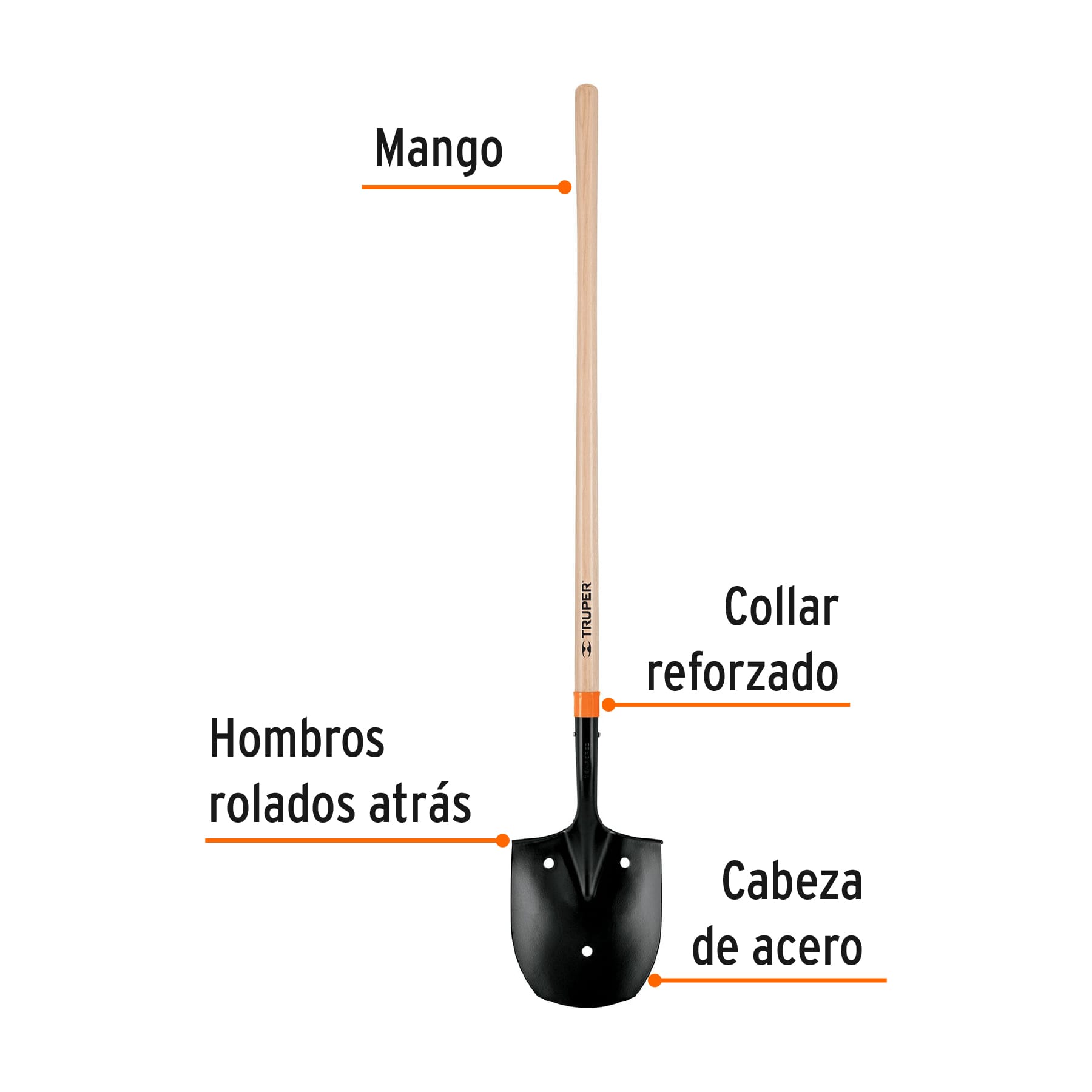 Pala irrigación T-2000 3 perforaciones, arrocera, mango 45', 19662