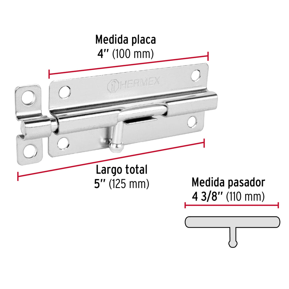 Pasador de barril de acero cromo 5', Hermex Caja con 6, 45730