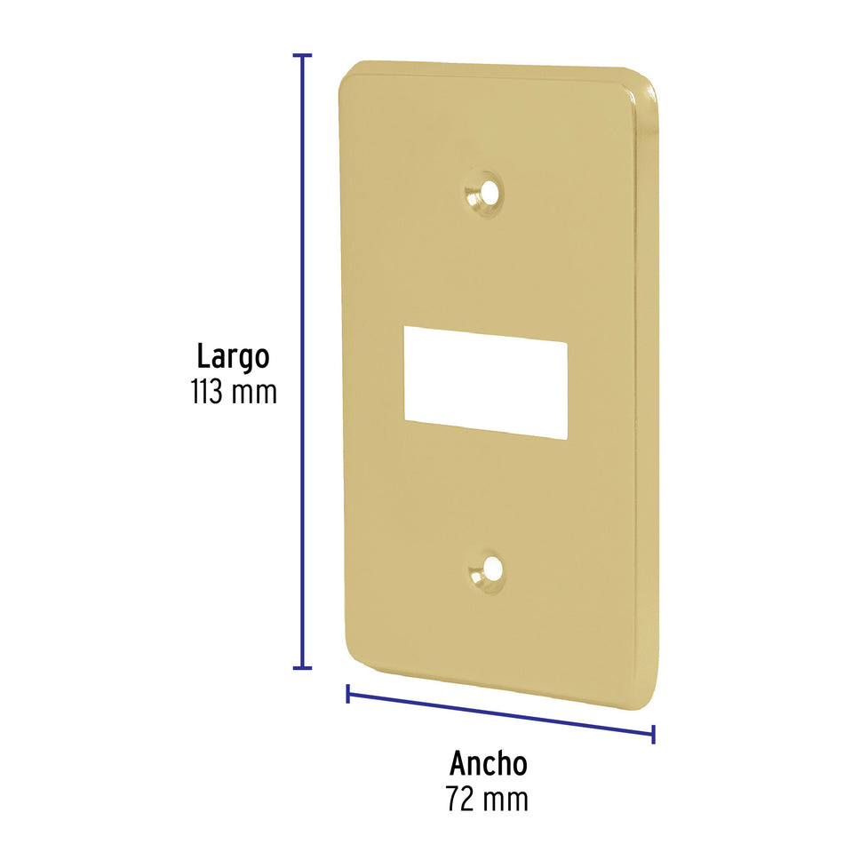 Placa 1 módulo, de aluminio, línea Económica, Volteck Caja con 12, 46435
