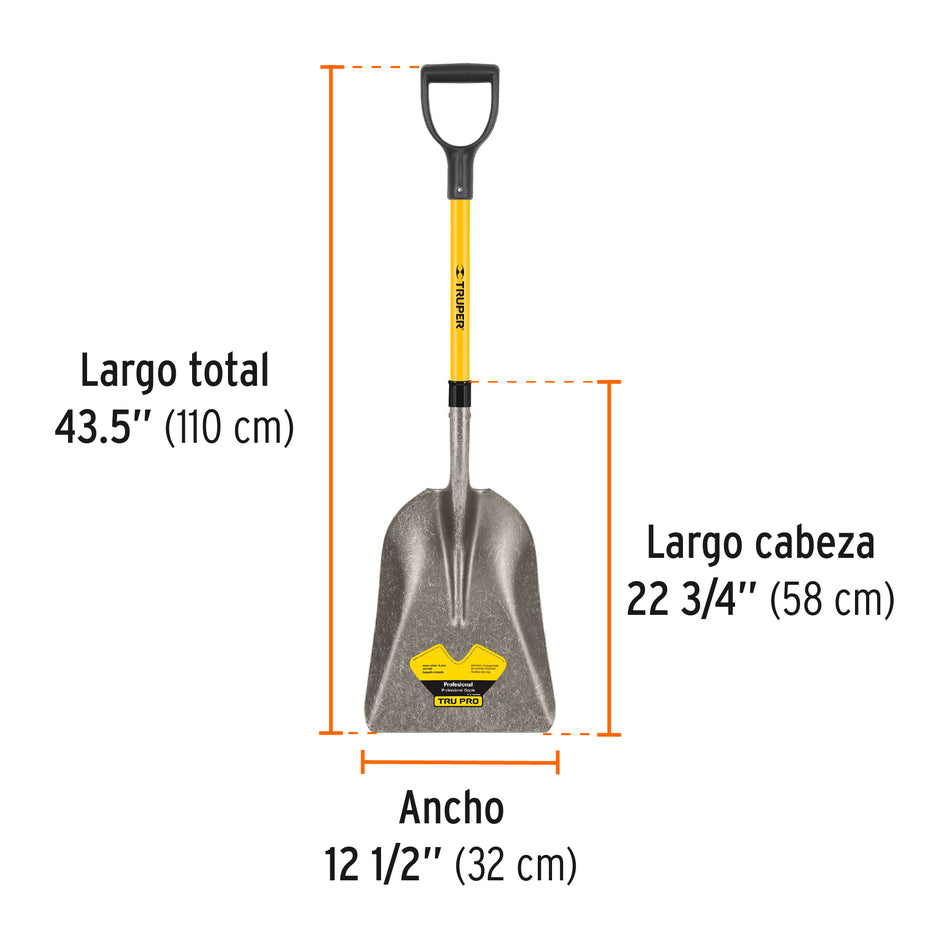 Pala carbonera Tru Pro, puño 'Y', mango de fibra de vidrio Caja con 3, 17153