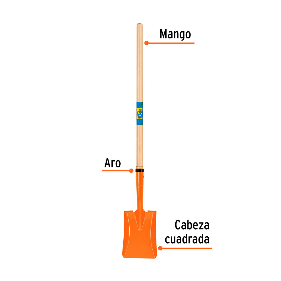 Pala cuadrada para niños con mango de 30', Truper Caja con 6, 19712