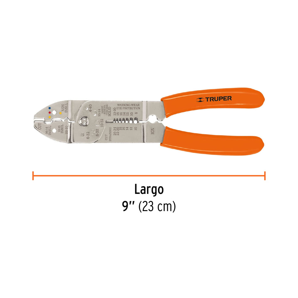 Pinza 9' pela cables, 26 a 10 AWG, TRUPER Caja con 6, 17353