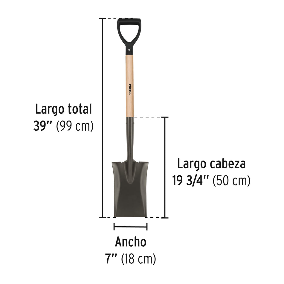 Pala escarramán, mango madera, puño 'Y', Pretul Caja con 3, 20645