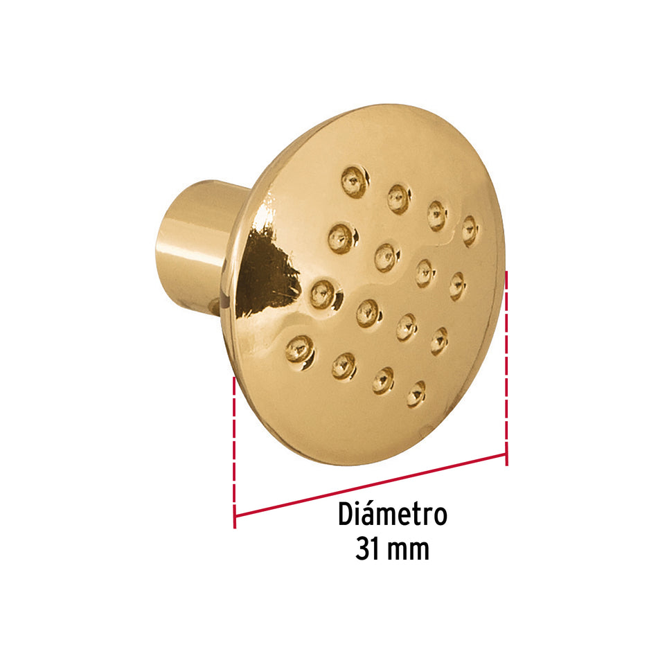 Perilla metálica estilo 'Contempo', latón brillante, Hermex Caja con 12, 43806