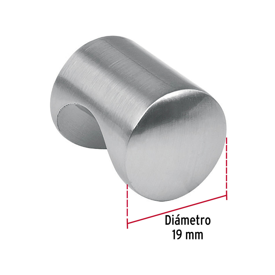 Perilla metálica estilo 'Cilindro', níquel satinado, Hermex Caja con 12, 43807