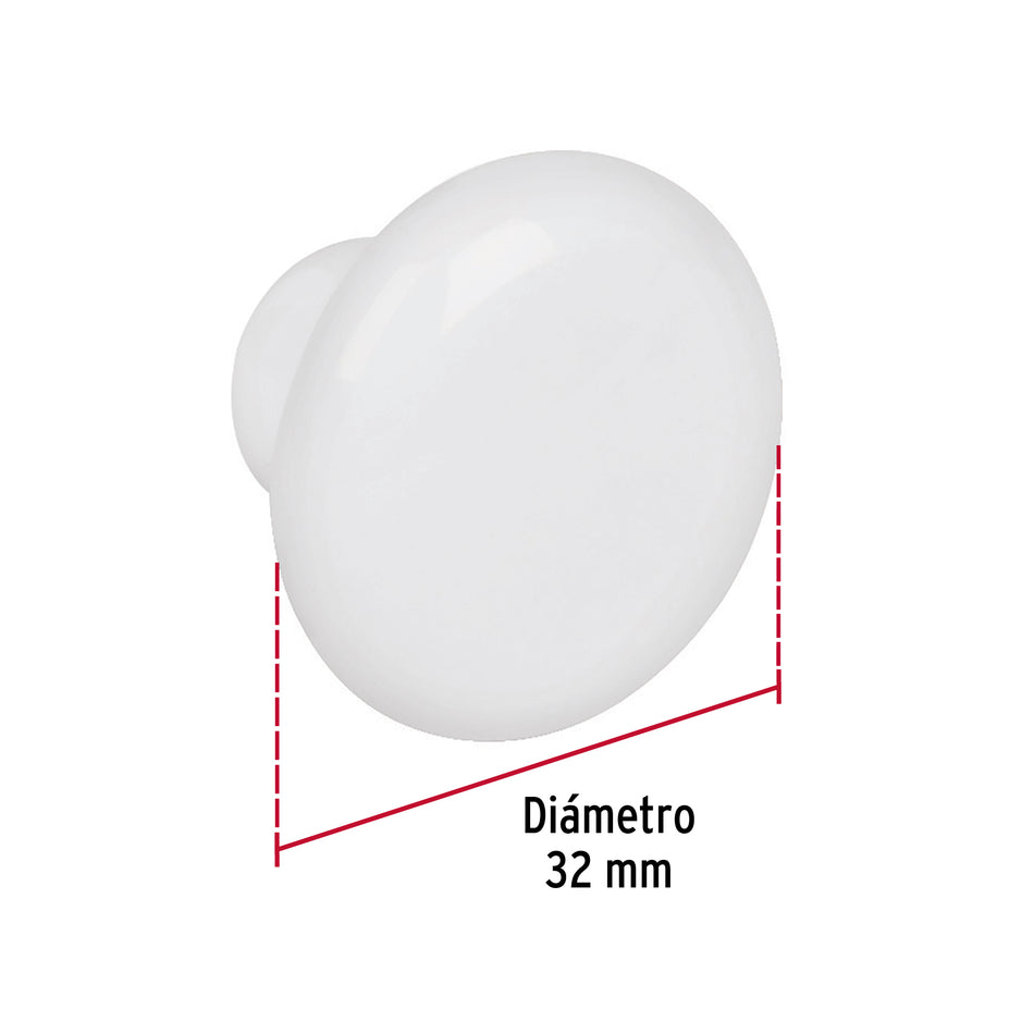 Perilla cerámica blanca, Hermex Caja con 12, 43820