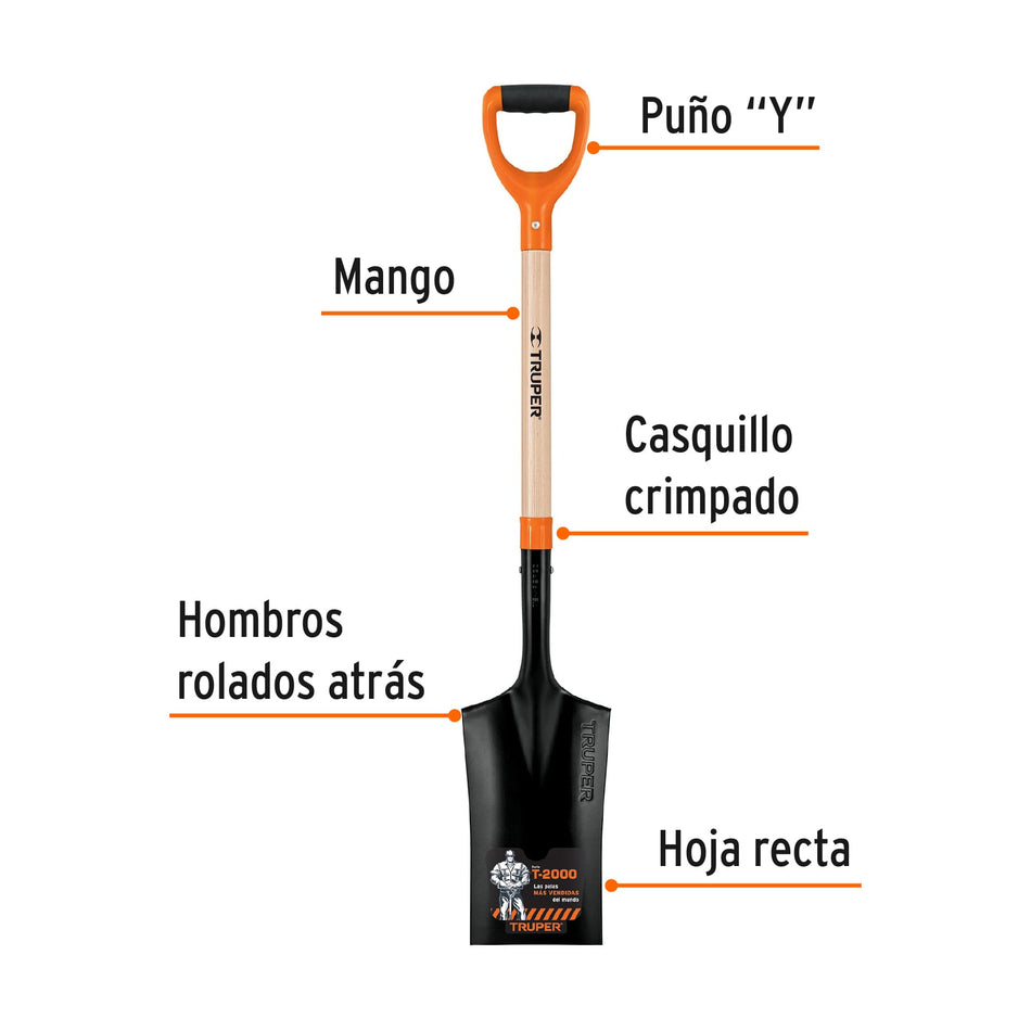 Pala escarramán T-2000, puño 'Y', Truper Caja con 3, 17162