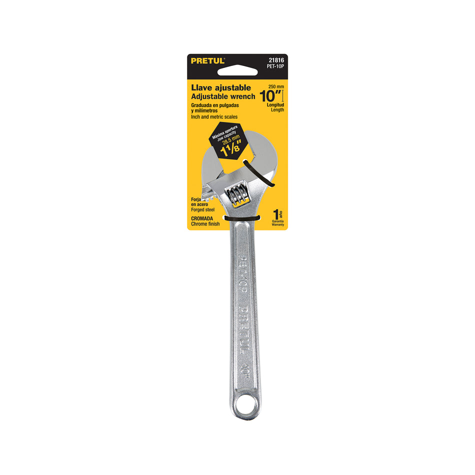 Llave ajustable (perico) 10' cromada, Pretul Caja con 6, 21816