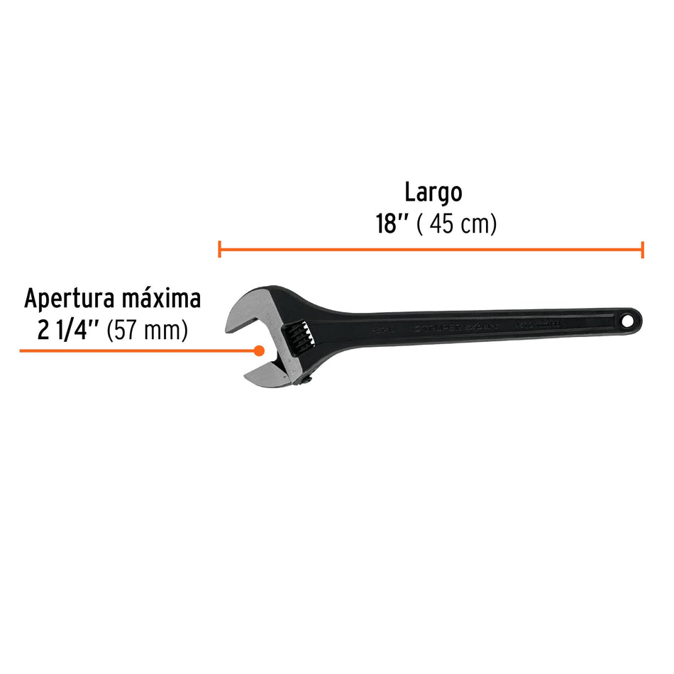 Llave ajustable (perico) 18' profesional pavonada, Expert, 15498