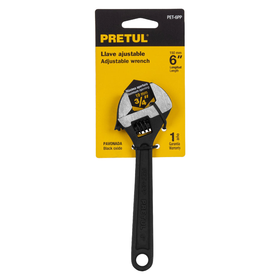 Llave ajustable (perico) 6' pavonada, Pretul Caja con 6, 21822