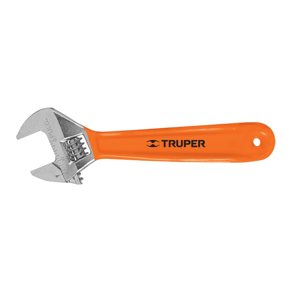 Llave ajustable (perico) 6' cromada mango de PVC, Truper Caja con 6, 15509