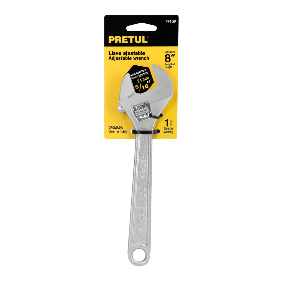 Llave ajustable (perico) 8' cromada, Pretul Caja con 6, 21815