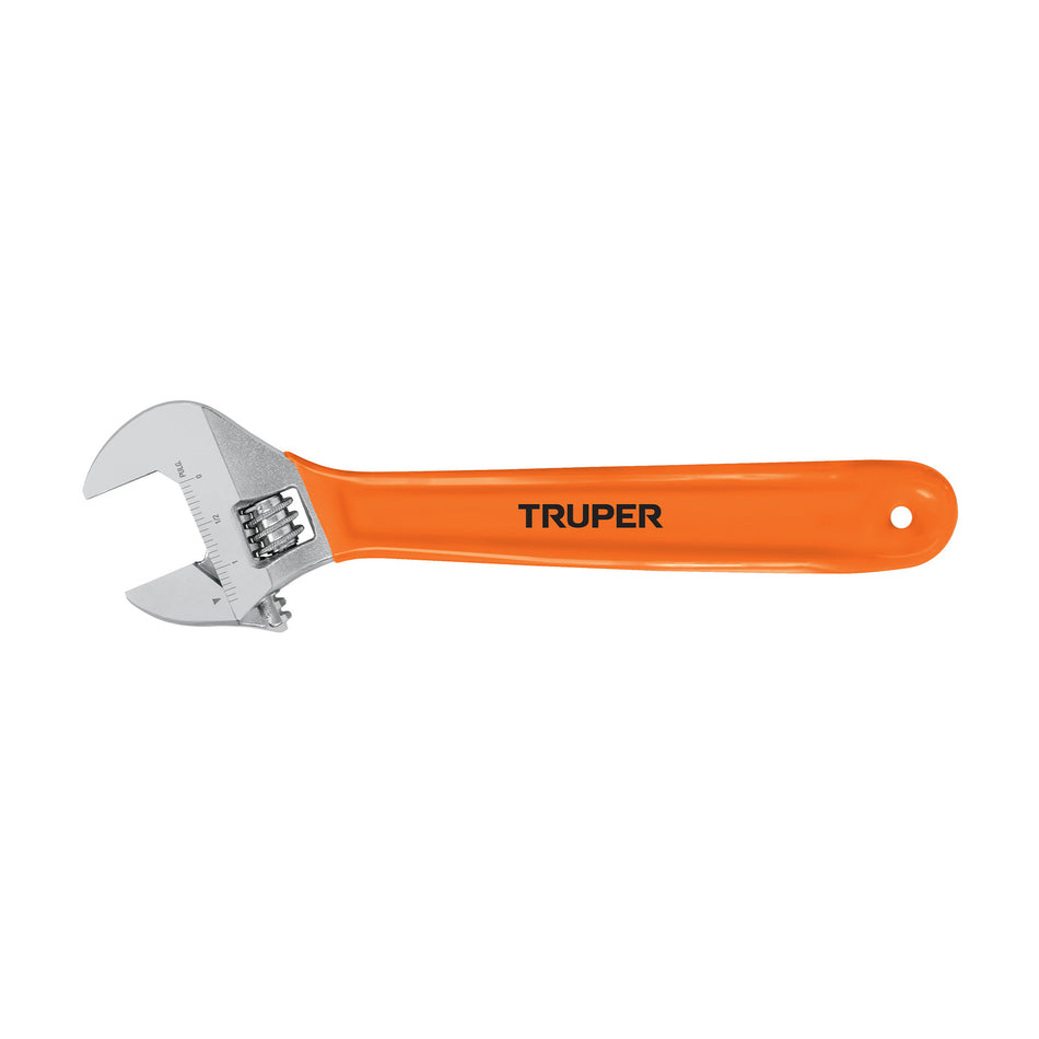 Llave ajustable (perico) 12' cromada mango de PVC, Truper Caja con 6, 15512