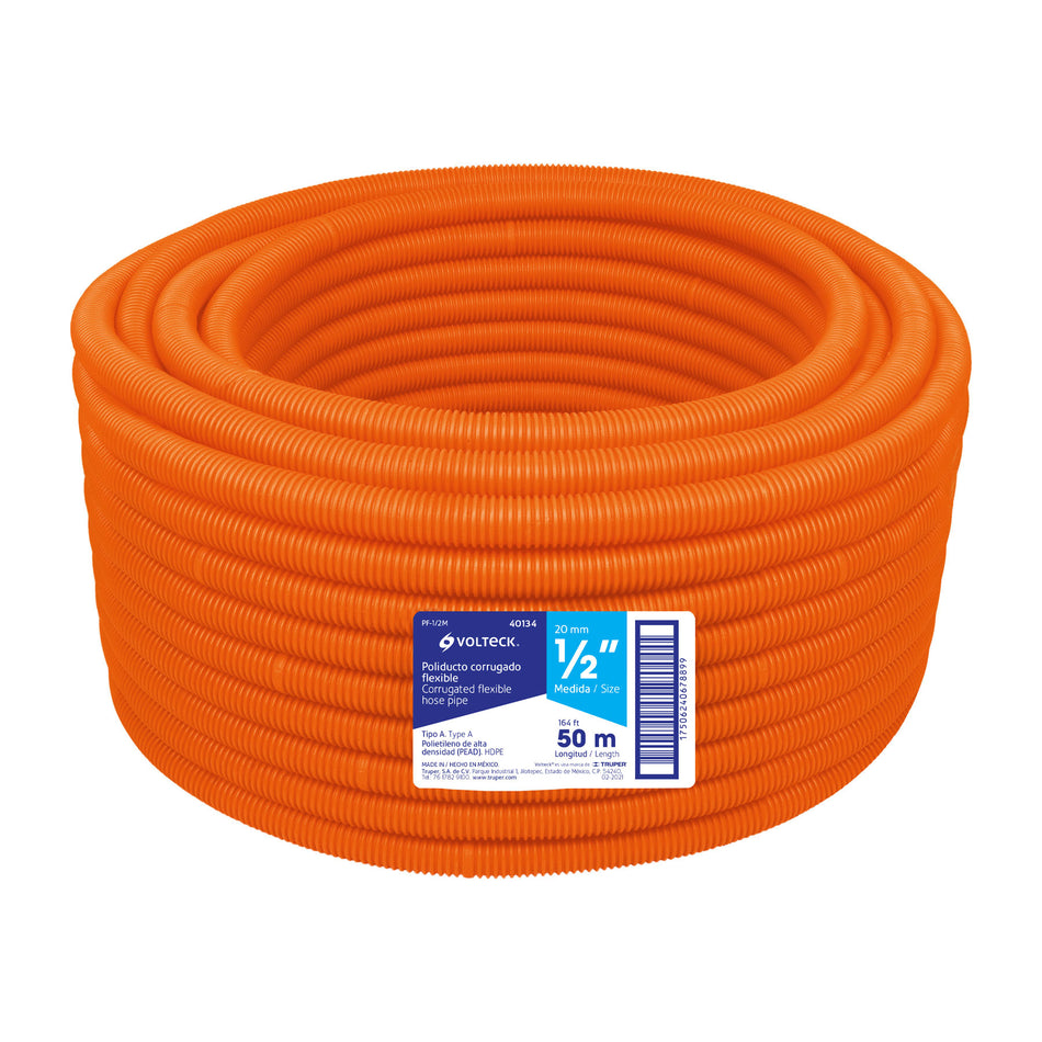 Metro de poliducto 1/2' corrugado flex. s/guía, rollo 50 m Caja con 50, 40134