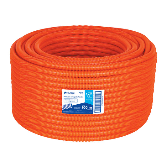 Metro de poliducto 1/2' corrugado flex. s/guía, rollo 100 m Caja con 100, 45018