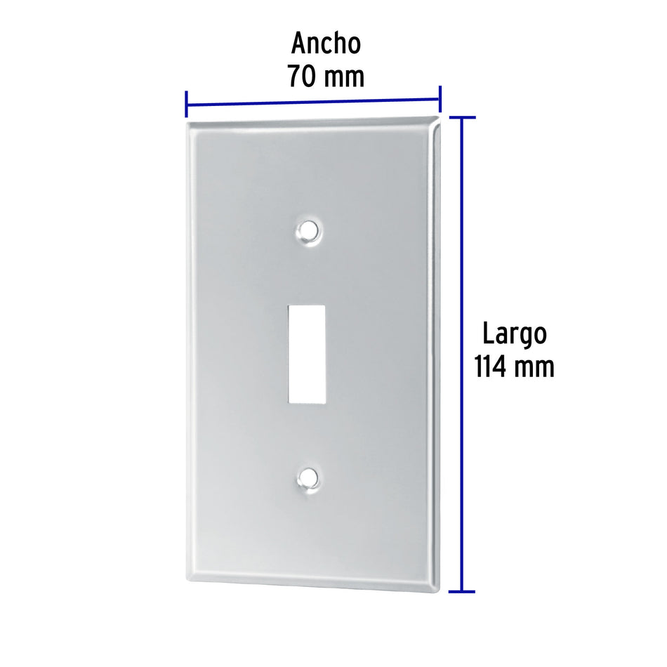 Placa de Acero Inox. para interruptor vertical, Standard Caja con 10, 46547