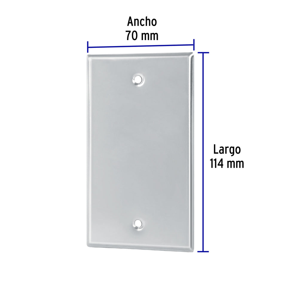 Placa de Acero Inoxidable ciega, Línea Standard Caja con 10, 46548