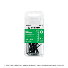 Blíster con 6 pijas #10 x 2-1/2' multiusos, FIERO Caja con 12, 40782