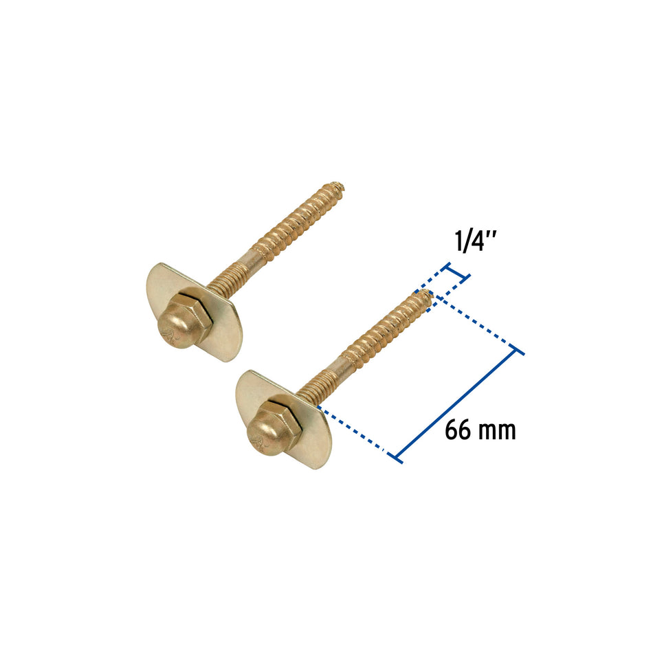 Bolsa con 2 pijas 1/4' x 66 mm para base de WC a piso, Foset Caja con 12, 49330
