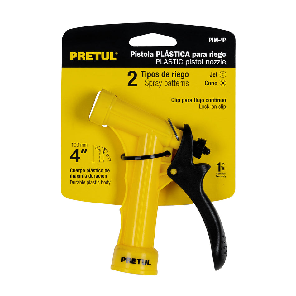 Pistola para riego de 4' de 2 funciones plástica, Pretul Caja con 6, 22753