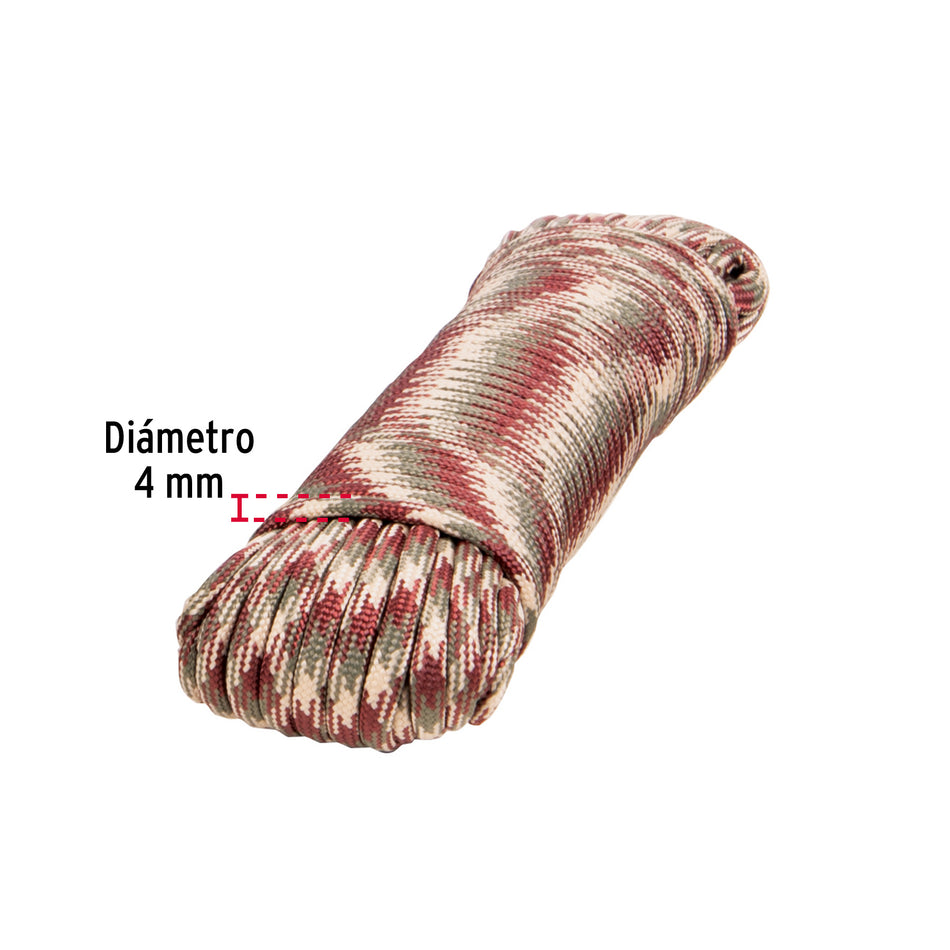 Piola de nylon paracord de 4mm x 15m camo, madeja, FIERO Caja con 12, 49705