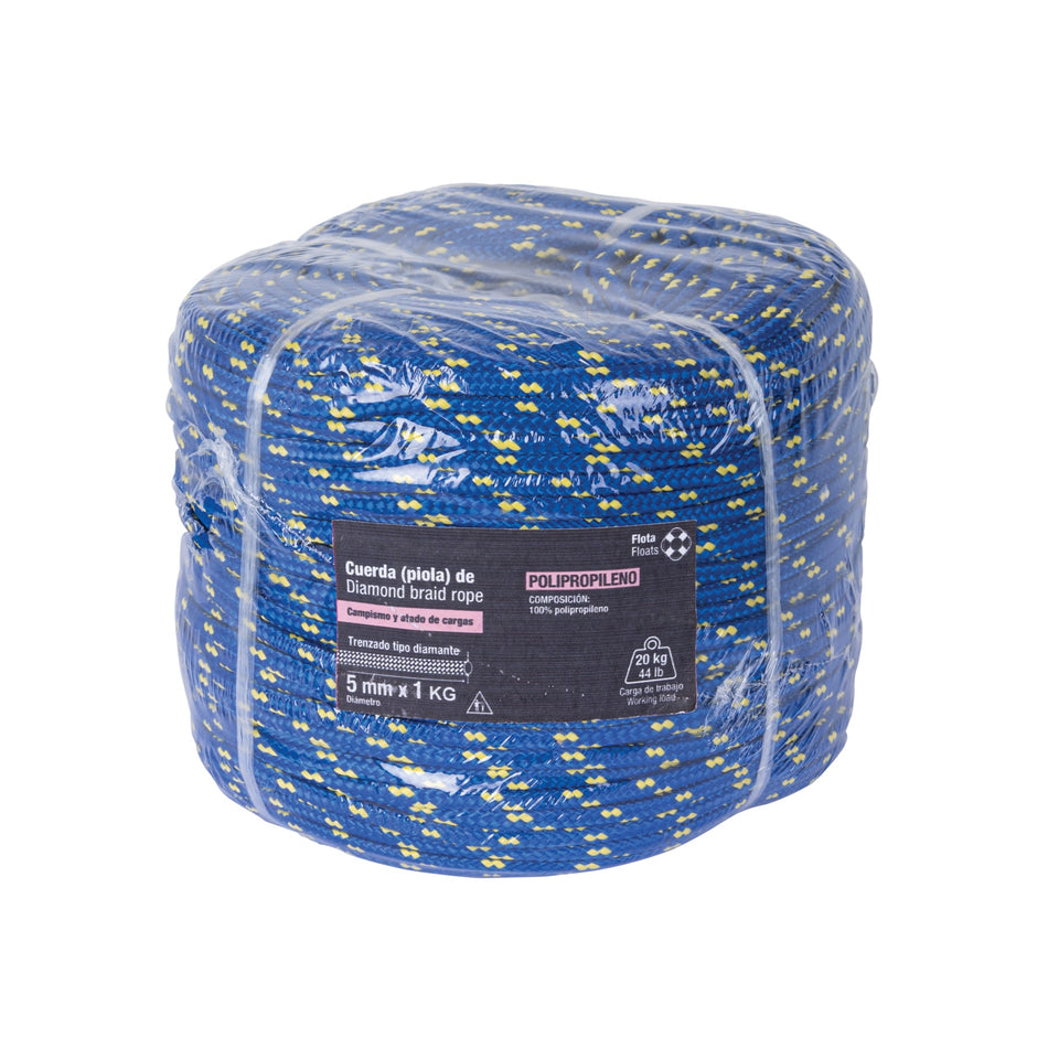 Piola de Polipropileno trenzada, multicolor, 5mm, 1 Kg Caja con 6, 47864
