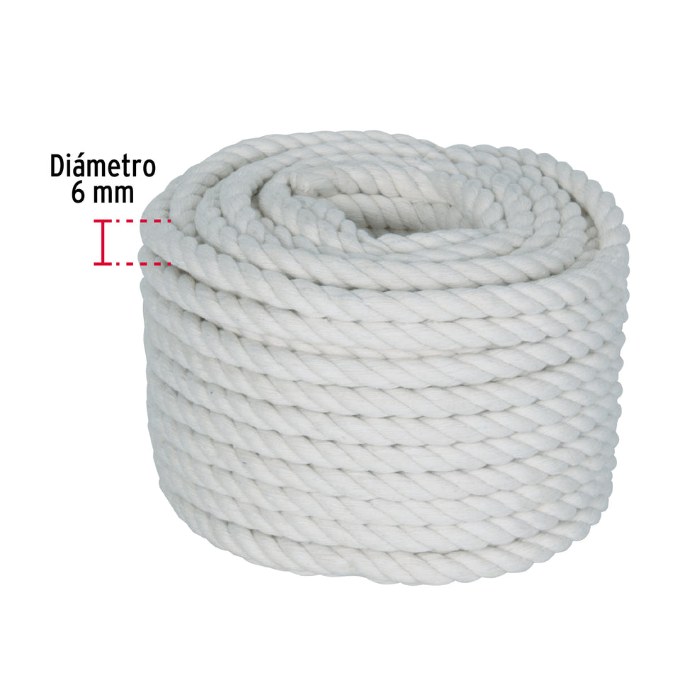 Piola de Algodón de 6 mm x 15 m natural, FIERO Caja con 9, 45692