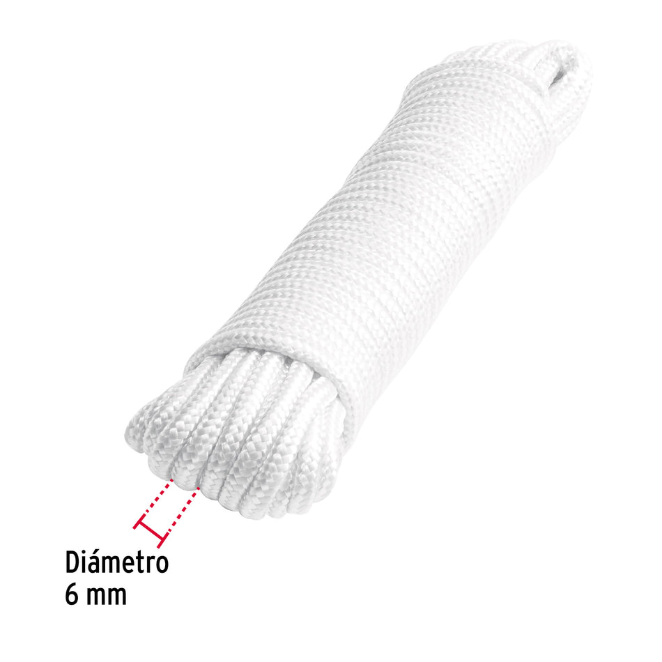 Piola de poliéster diamante de 6mmx15m blanca, madeja, FIERO Caja con 9, 48394