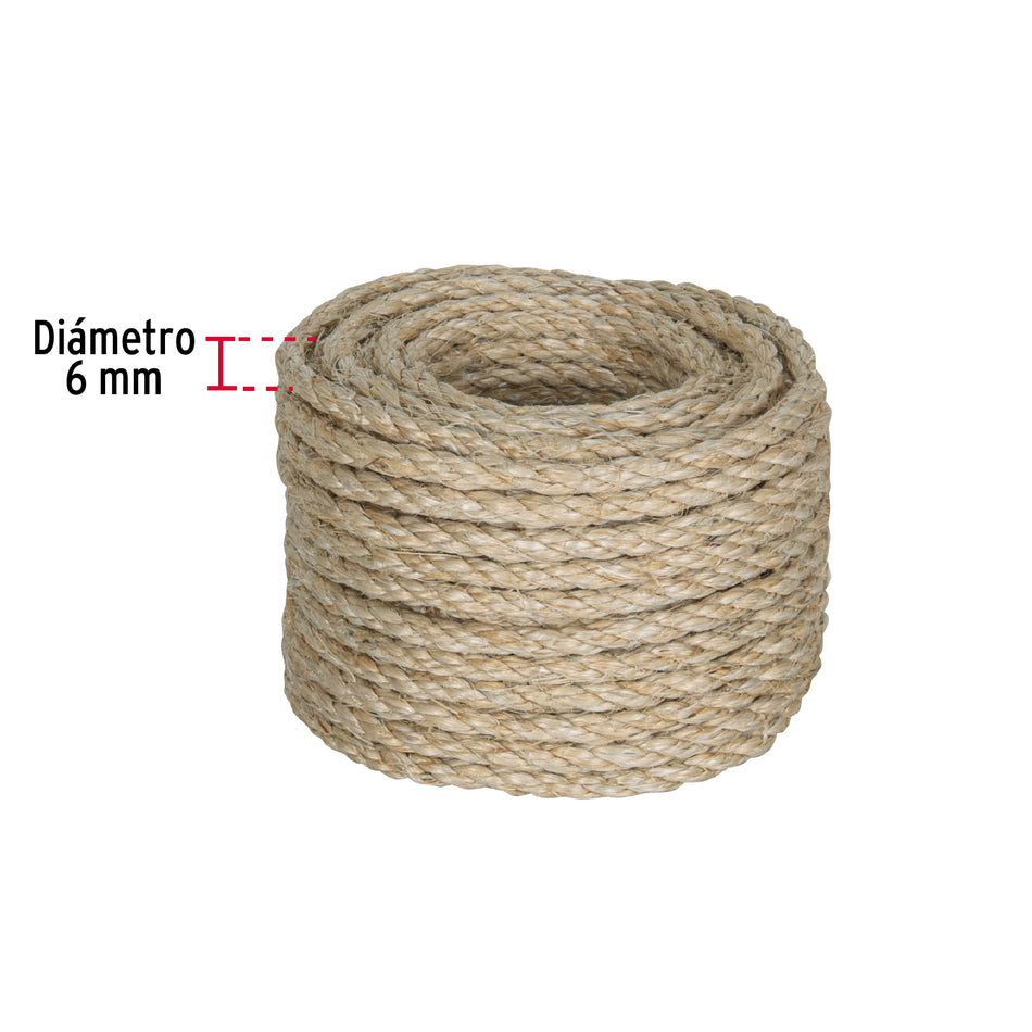 Piola de Sisal de 6 mm x 15 m natural, Fiero Caja con 9, 45655