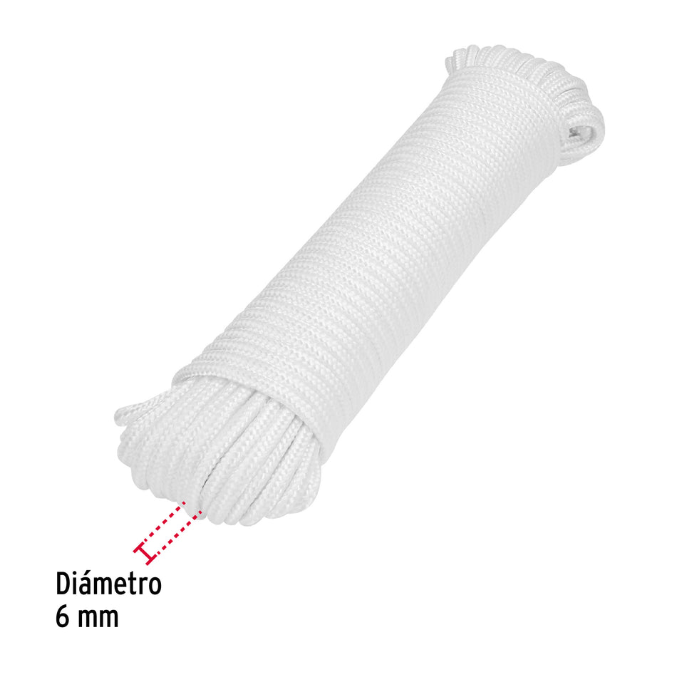 Piola de poliéster diamante de 6mmx30m blanca, madeja, FIERO Caja con 6, 48397