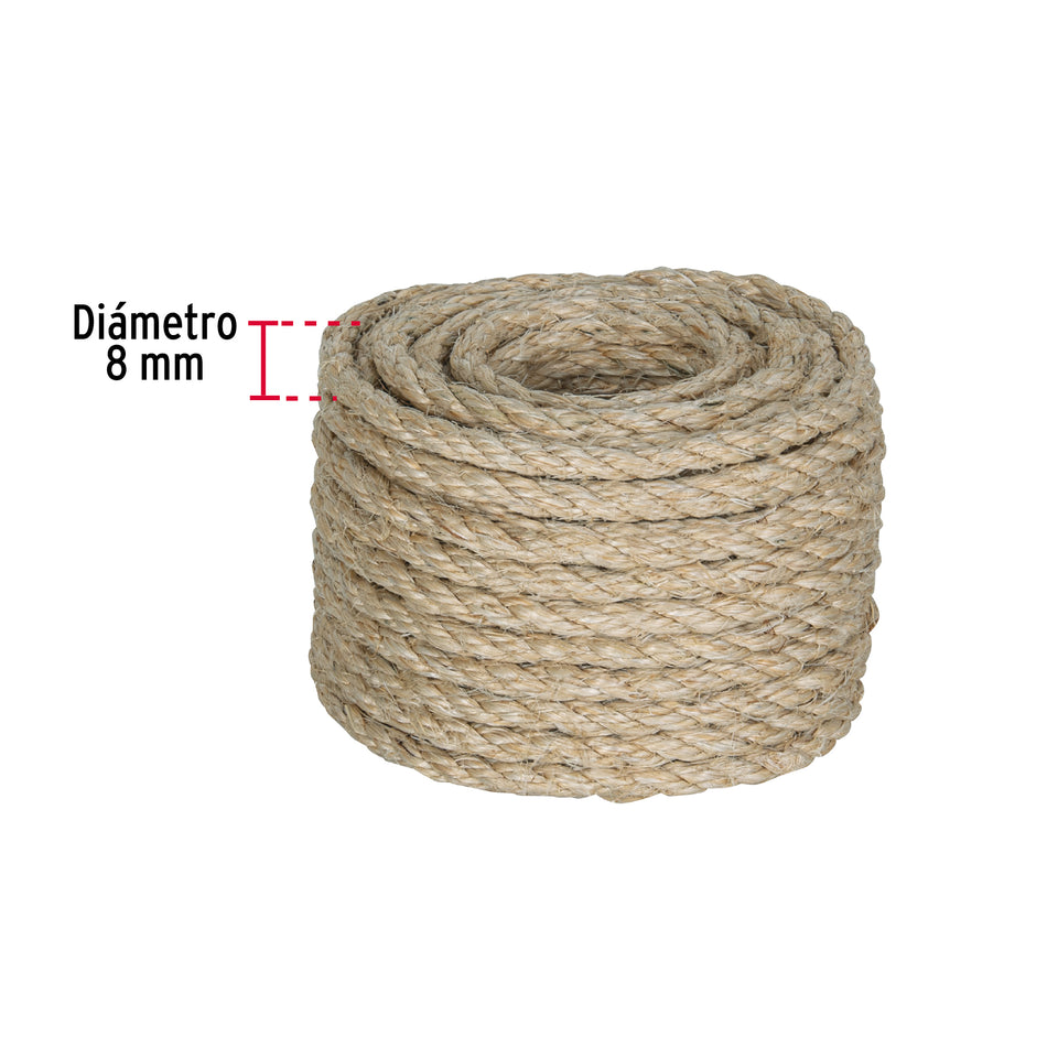 Piola de Sisal de 8 mm x 15 m natural, Fiero Caja con 6, 45657