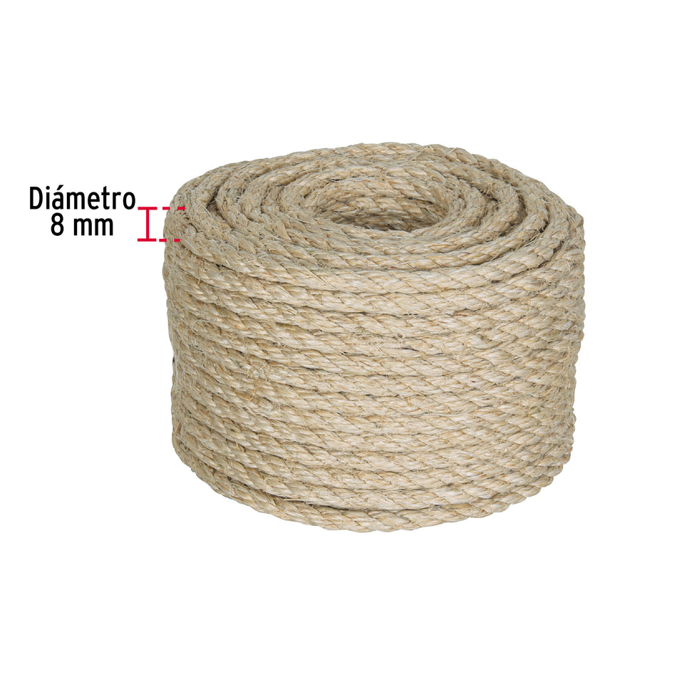 Piola de Sisal de 8 mm x 30 m natural, Fiero Caja con 3, 45658