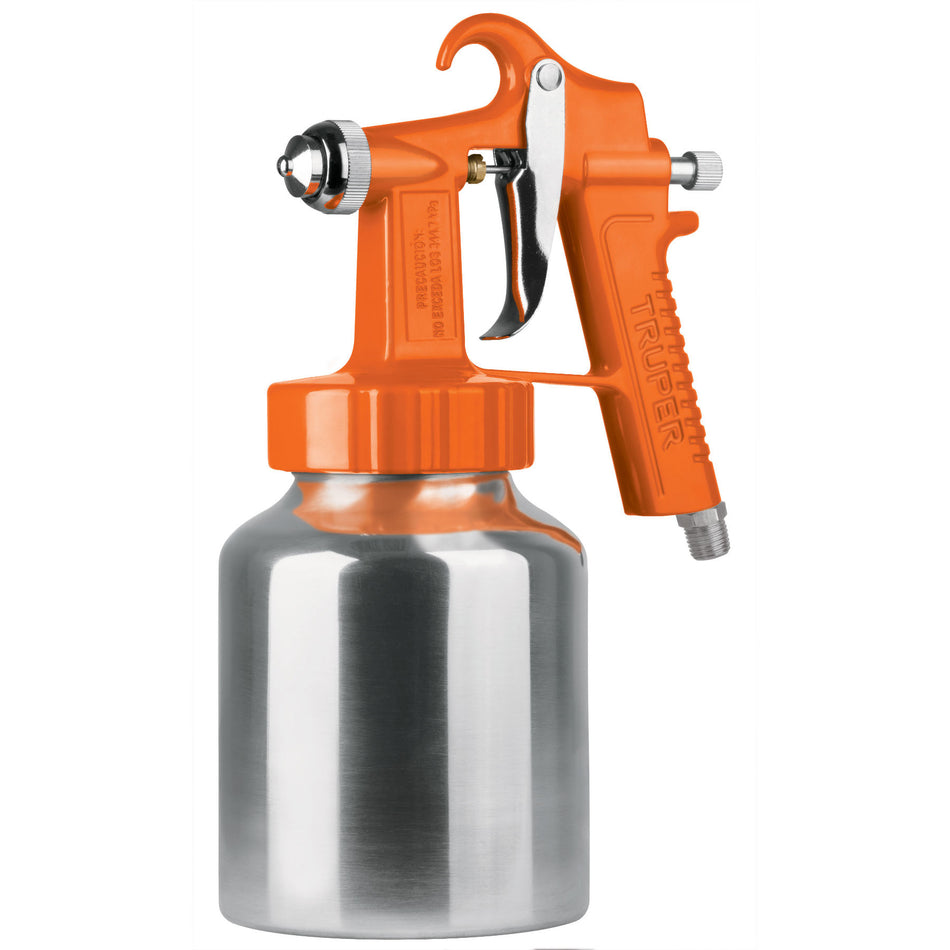 Pistola p/pintar baja presión, naranja, entrada inf, Truper Caja con 2, 19000
