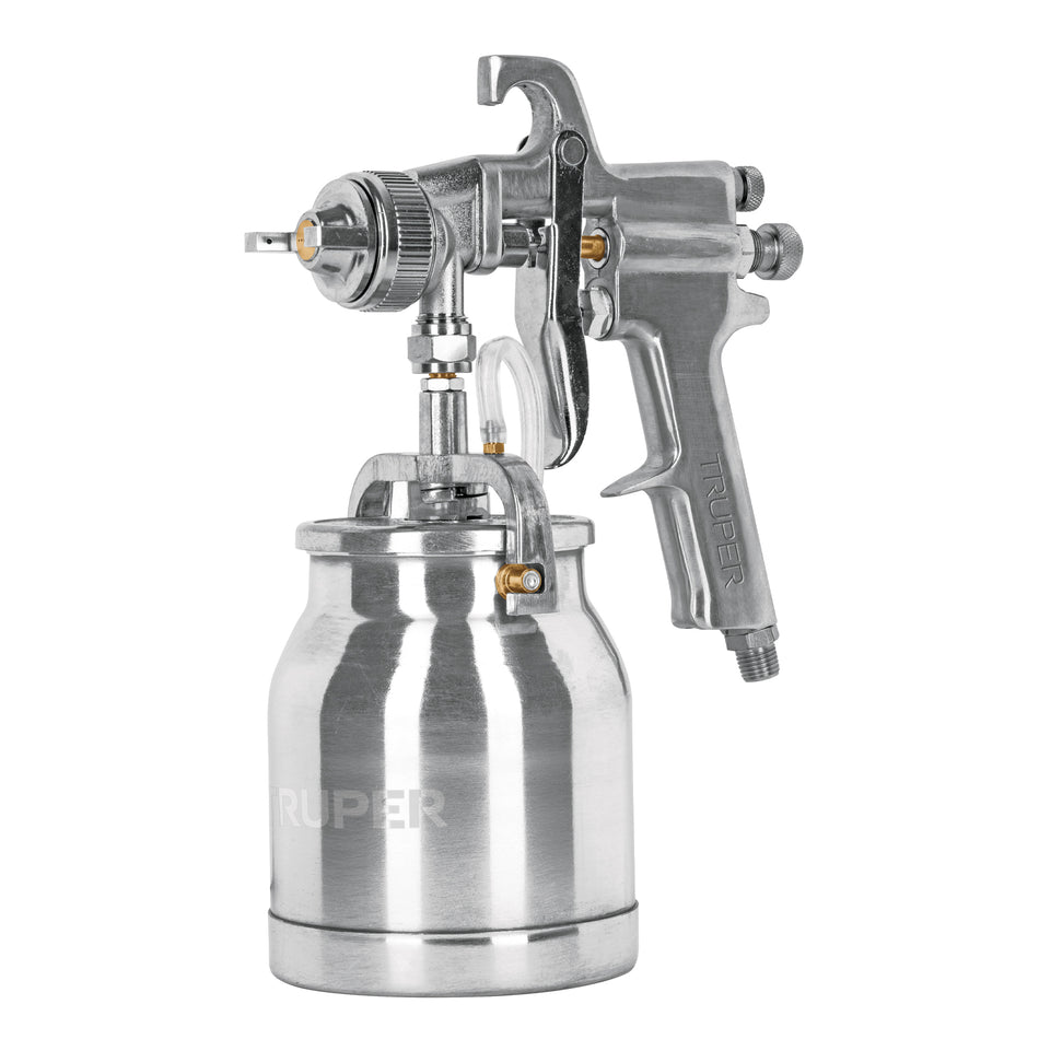 Pistola p/pintar succión HVHP vaso alum, 1.8mm, 2 vál Truper, 14087
