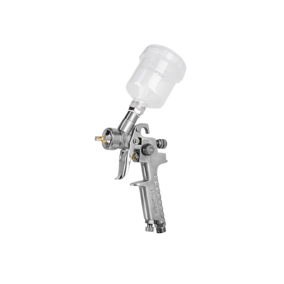 Pistola p/retoque gravedad HVLP vaso plástico, 1 mm, Truper Caja con 2, 11097