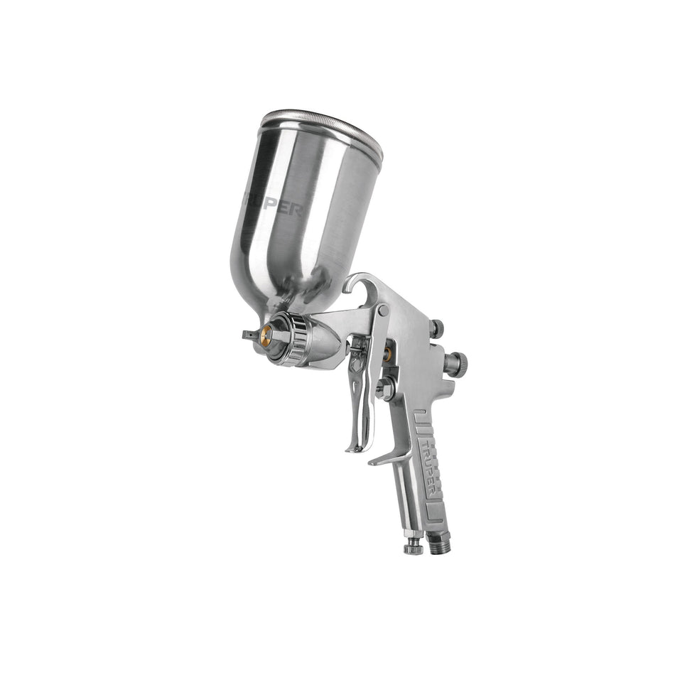 Pistola p/pintar gravedad LVMP vaso aluminio, 1 mm, Truper Caja con 2, 11989