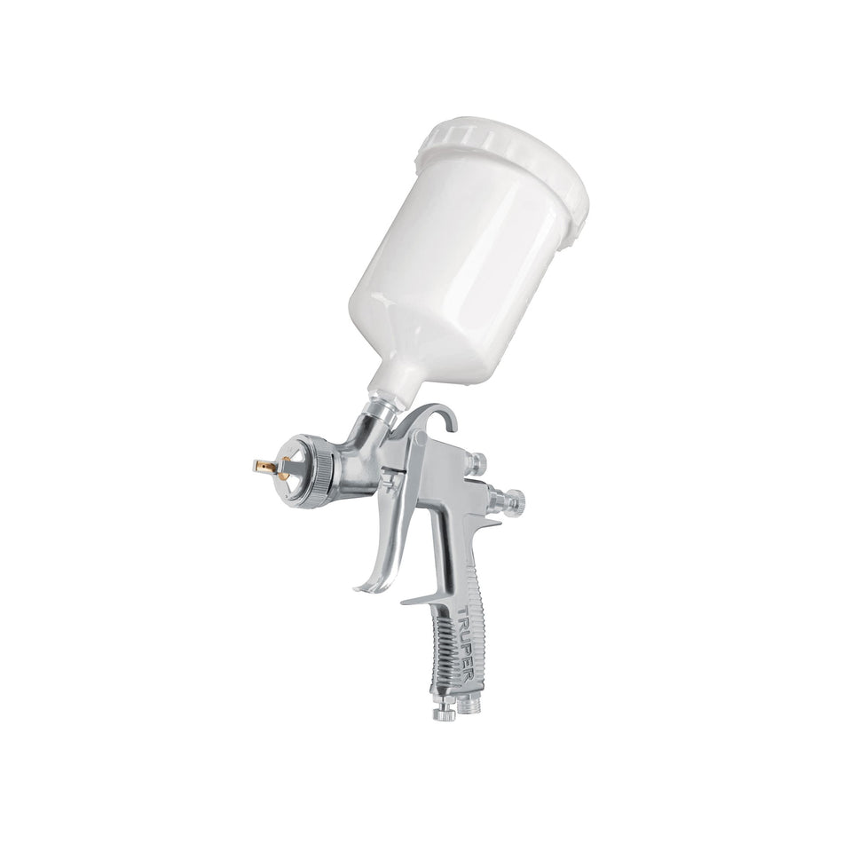 Pistola p/pintar gravedad LVLP vaso plástico, 1.7 mm, Truper, 101091