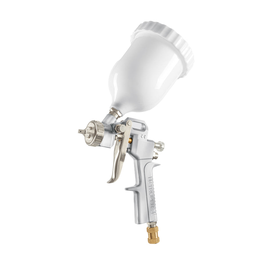 Pistola p/pintar Híbrida vaso plástico,1.3mm, TRUPER, 103927