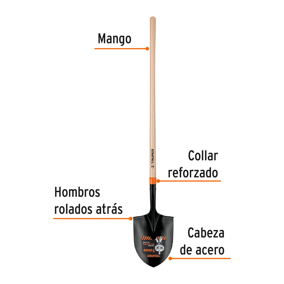 Pala irrigación T-2000, mango largo 45', Truper Caja con 3, 17177